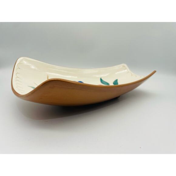 Stangl Pottery Vintage Ceramic Clay Curved Rectangle Footed Dish Fruit Pattern - Picture 4 of 9